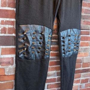 Black Leggings With Spikes on Knees